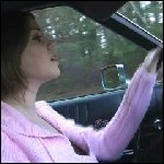 Kristen Driving the Torino in Pink Boots