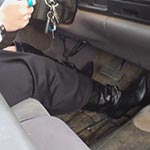Hana Driving Dodge Ram in Long Skirt & Boots