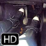 Cassandra Cranking the Renault in Leather Converse – #771