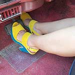 Brooke Cranks & Hard Revs the Jeep in Yellow Peep Toe Sandals