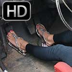 Gina Can’t Get the Volvo Cranked in Silver Thong Sandals