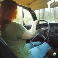 Scarlet Drives the Bug in Moccasin Boots Then Socks, 1 of 2