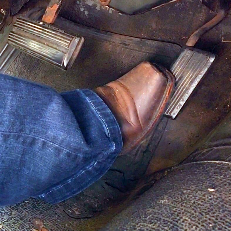 Ginger Frye Boots Trying to Start the Cadillac