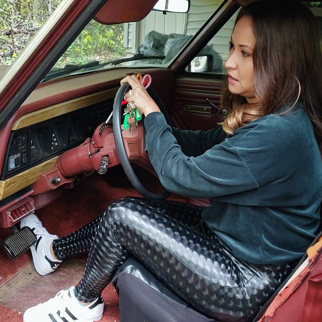 Jane Starts Up the Camaro, Jeep & Volvo in Holographic Leggings & Adidas