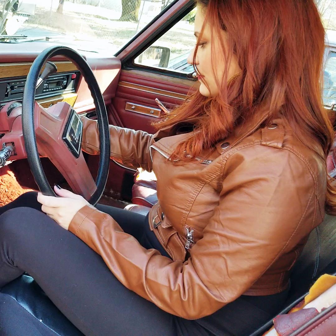 Vivian Ireene Pierce Cold Starting Cars Brown Leather Jacket & Boots