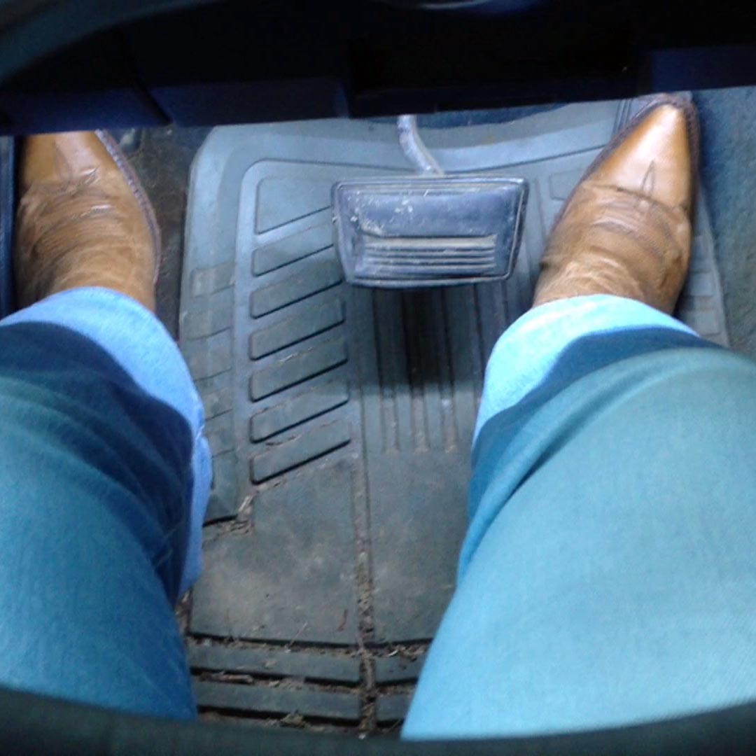 Scarlet Struggling to Start Her Car in Tan Dan Post Cowgirl Boots POV