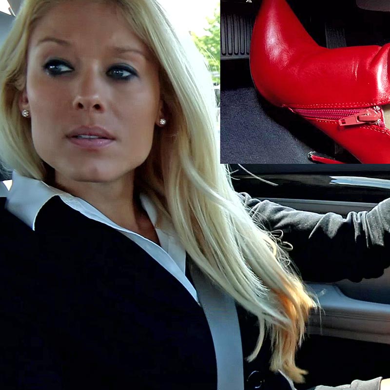 Pump That Pedal Brooke Ubers You Around In Pantyhose And Red Booties 