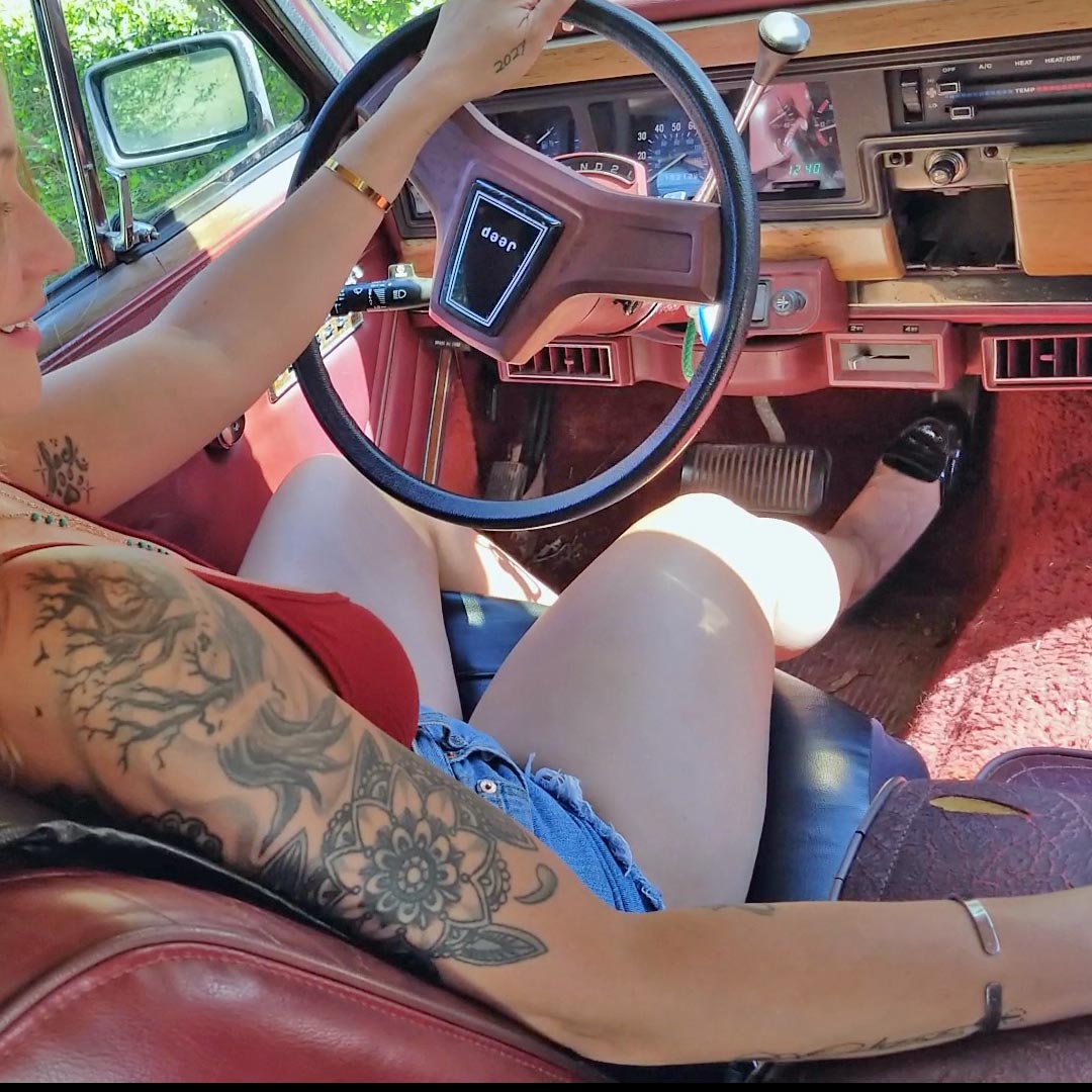 Jane Picks Up the Jeep & Drives It in Black Loafers & Daisy Dukes, 2 of 2