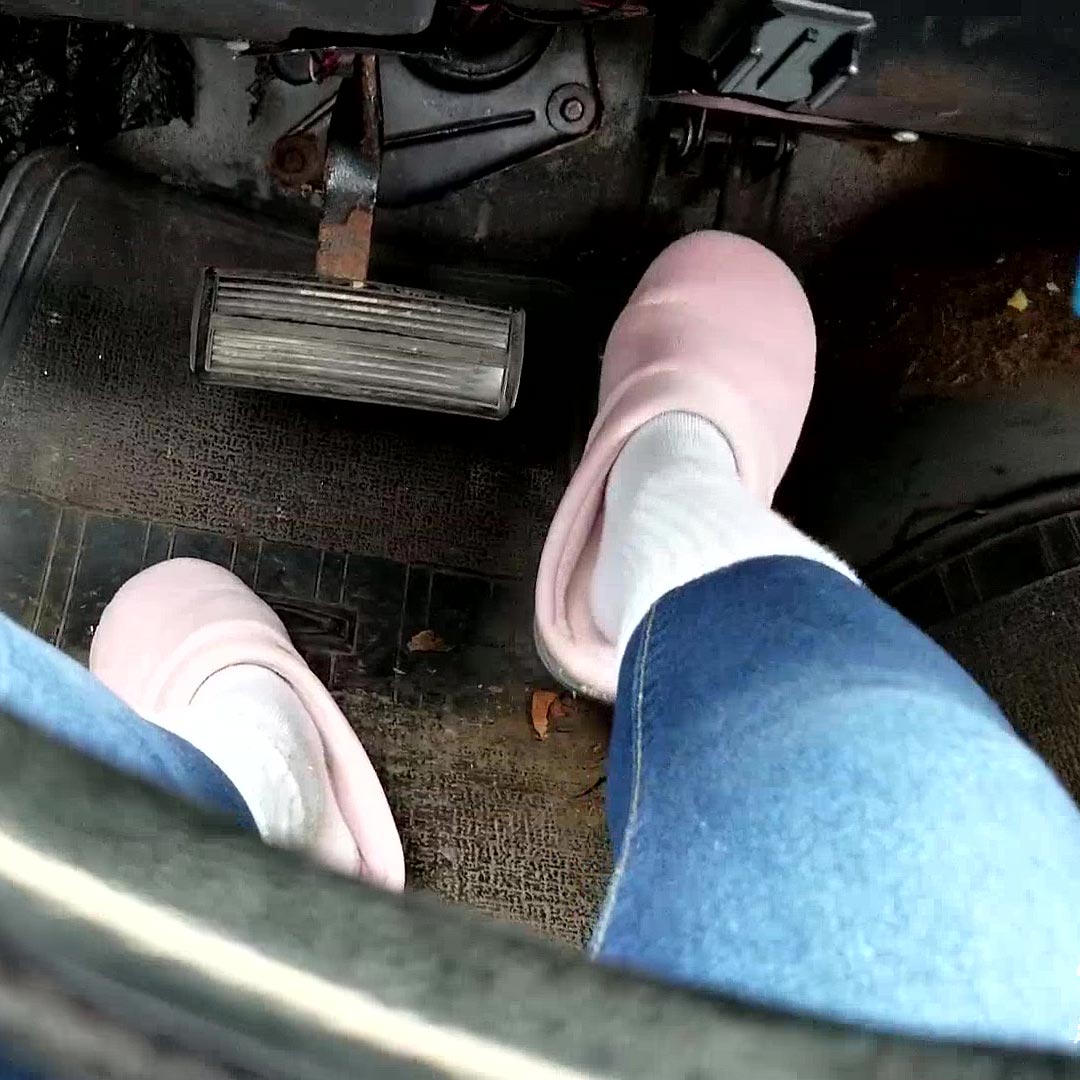 Jane Domino Revving the Coronet Pink Slippers & Socks POV