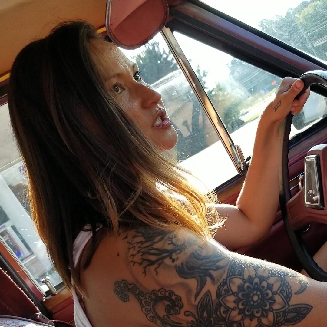 Jane Domino Cranking the Jeep at the Gas Station Barefoot Lake Day