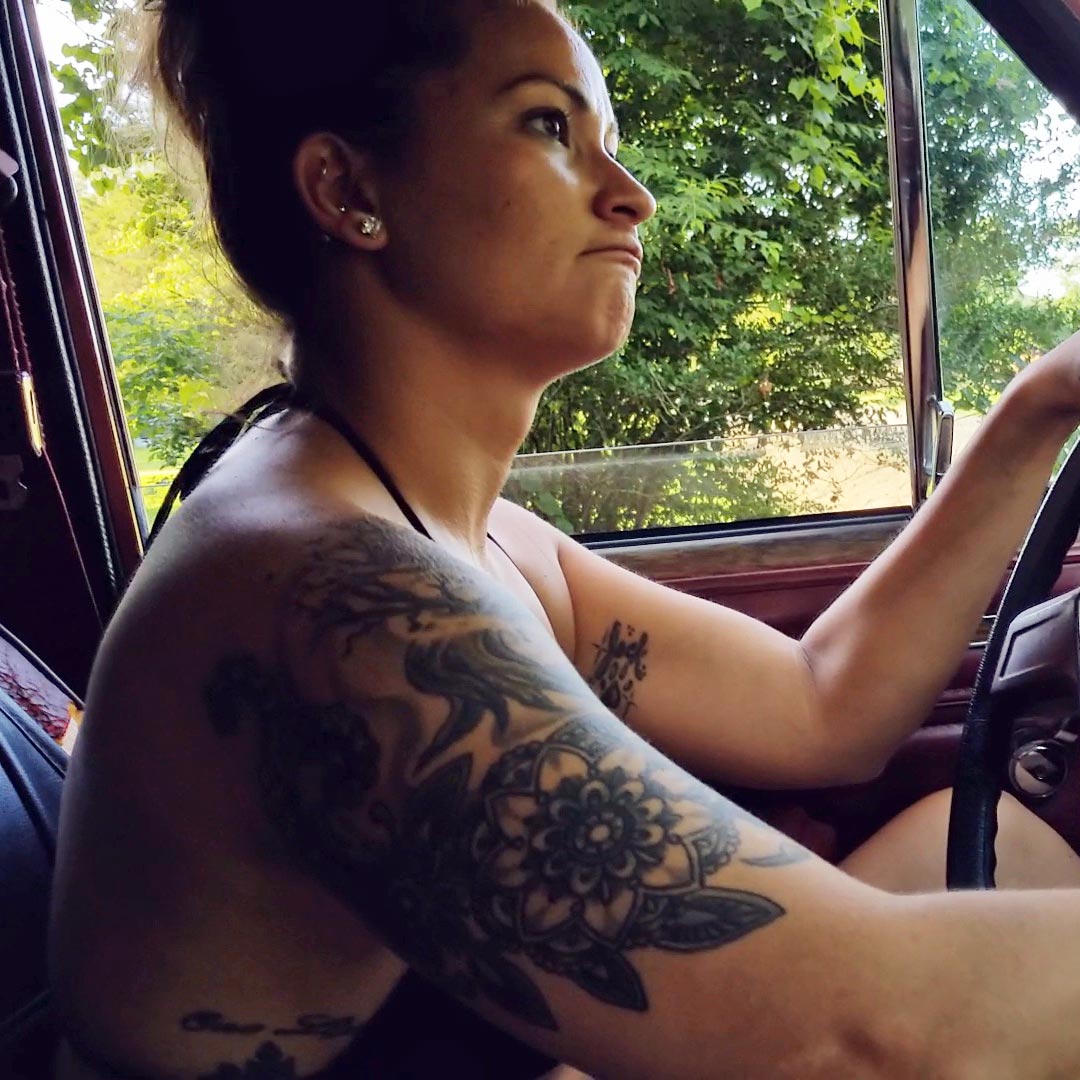 Jane Domino Struggles with the Jeep Bikini Top & Wooden Sandals