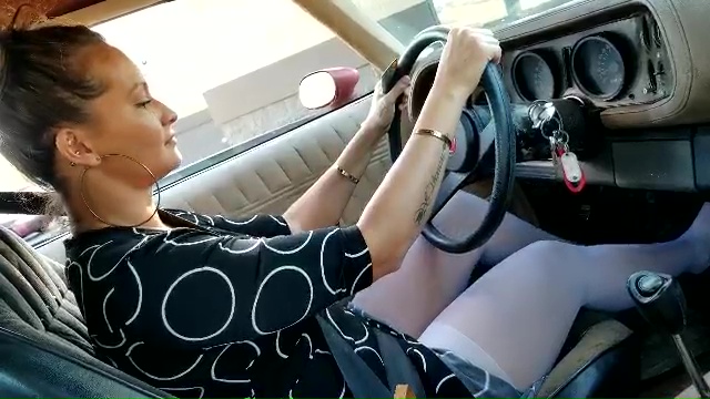 1203 & 1204 - Jane Domino Pantyhose Pumping the Camaro - NO AUDIO!